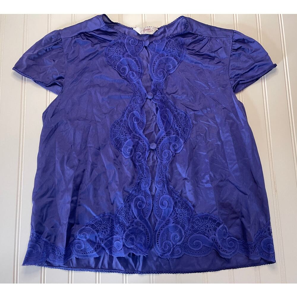 Vintage‎ Henson Kickernick Purple Lace Camisole Top Buttons - Size Women's Small